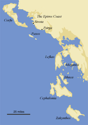 map of Ionian Islands
